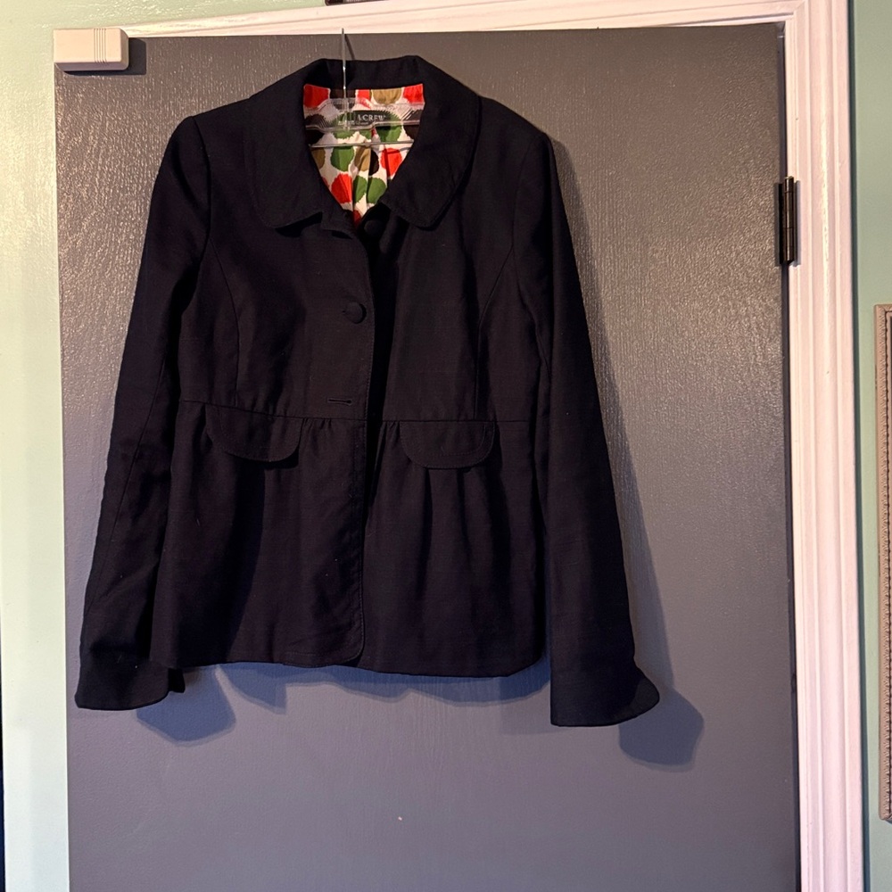 J. Crew Dark Blue Pea preppy office Coat